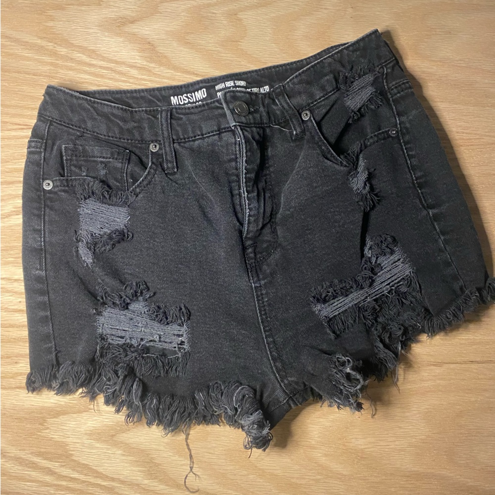 Missimo Black Distressed Shorts - Denim